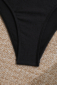 Women's Halterneck V-neck Backless Cutout Solid Swimsuit