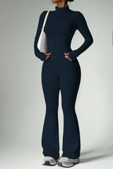 Women's Sport Set:Stand Collar Jacket And Flared Pants