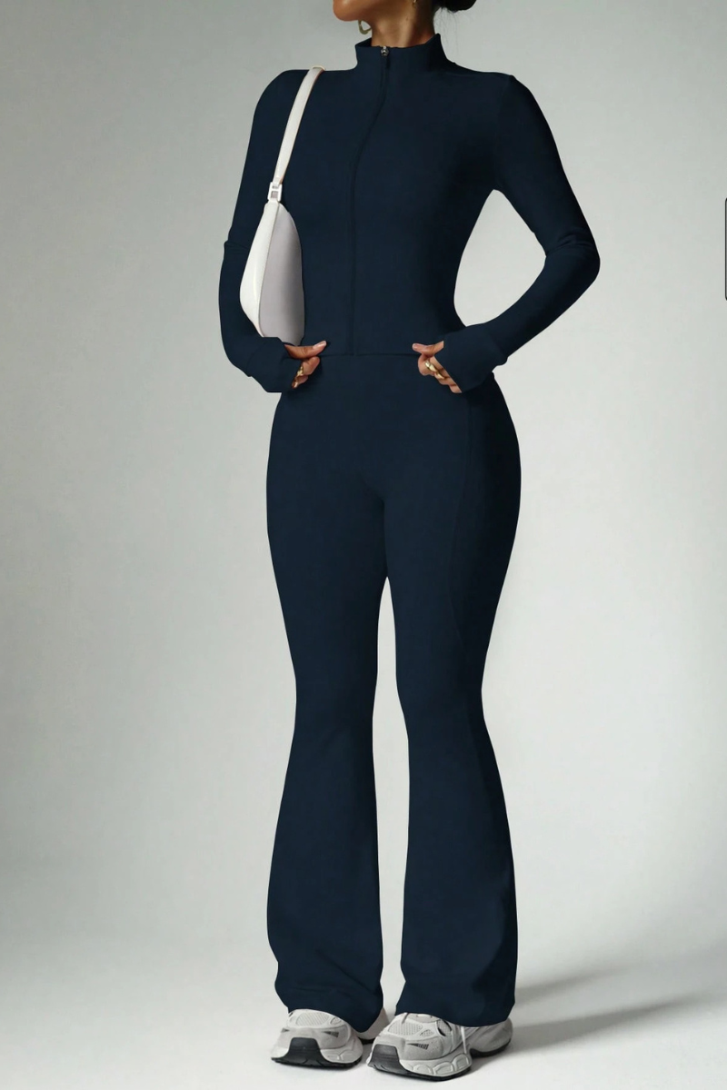 Women's Sport Set:Stand Collar Jacket And Flared Pants