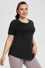 Plus Size Women's Back Mesh Vent Soft Athletic Yoga T-shirt