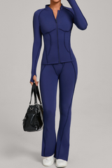 Ladies' zipper long-sleeve two-piece set