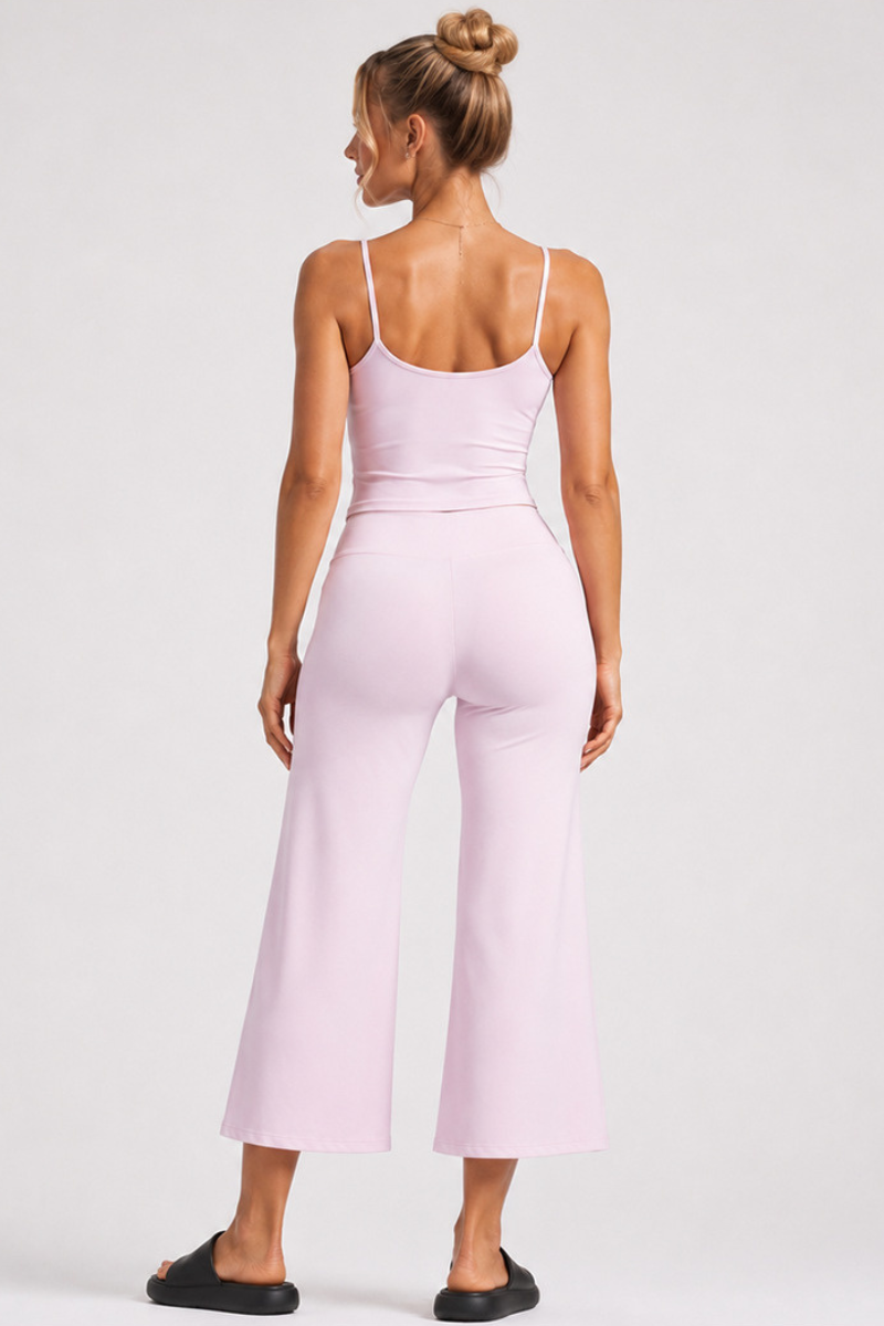 Women'sThin Strap Tank Top And Wide-Leg Capri Pants Sets