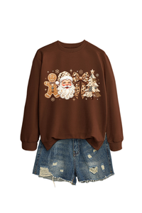 Women's Fall Christmas Santa Bow Printed Multicolor Pullover