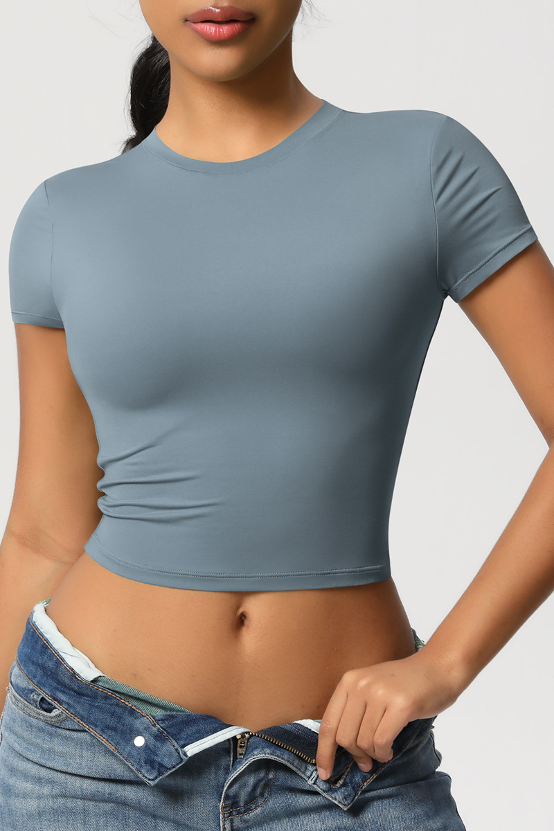 Women's Cropped Solid Round-necked T-shirt
