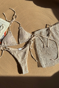 Women's Summer Mesh Half Skirt Bikini Set 3 Pieces