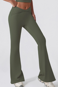 Women's Athletic Twist Front High-Stretch Yoga Flared Pants