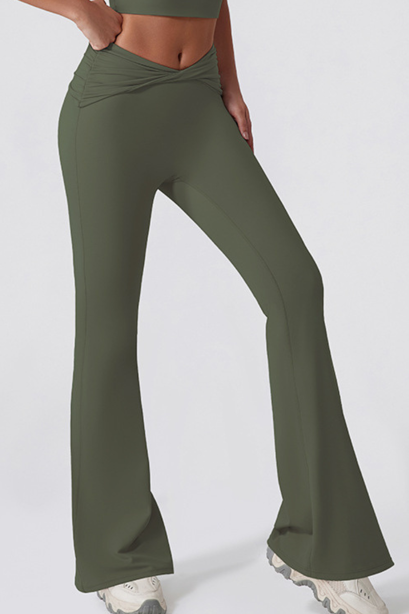 Women's Athletic Twist Front High-Stretch Yoga Flared Pants