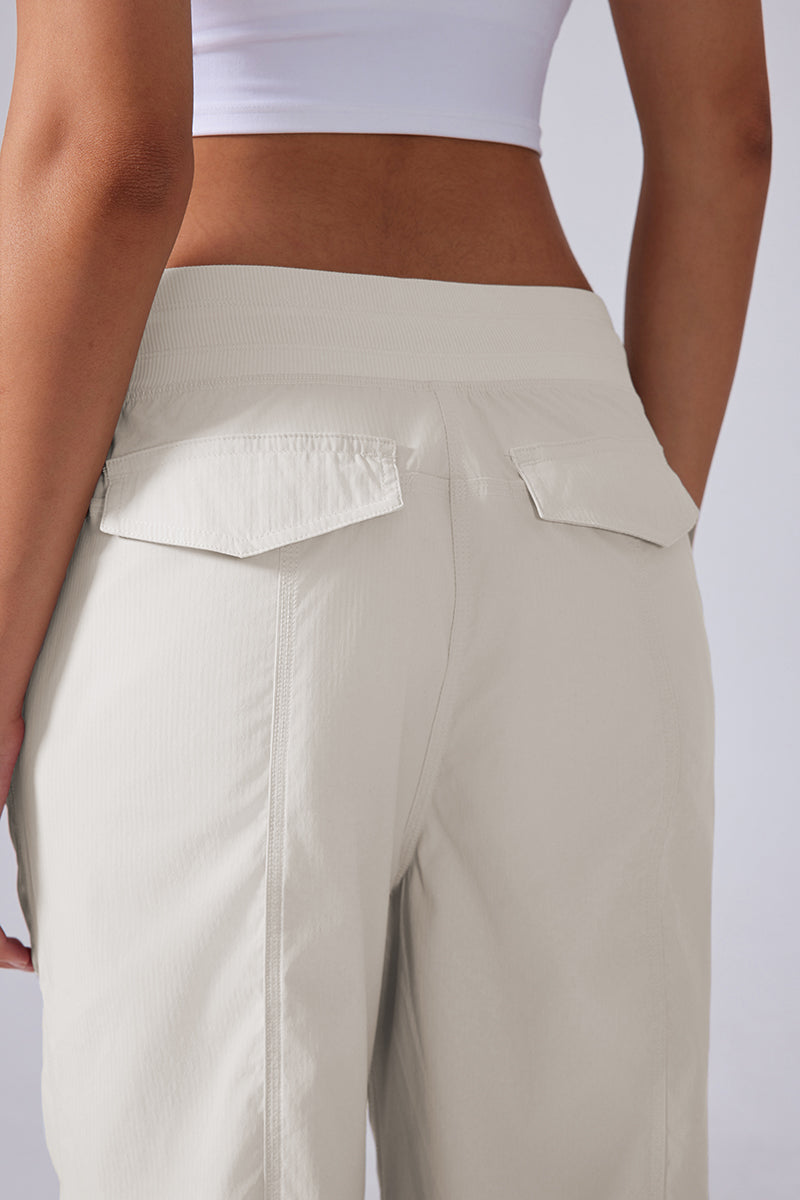 Women Lightweight Quick Dry Multi-Pocket Outdoor Running Sports Fitness Workwear Wide Leg Casual Pants