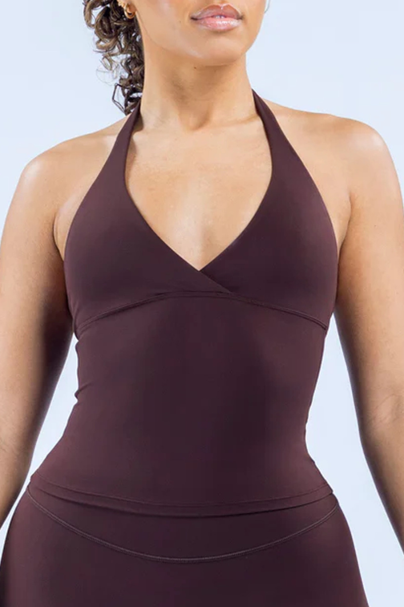 Women's Halter Deep‑V Waist‑Cinching Sports Tank Top