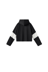 Women's Fall Cropped Openwork Lace Patchwork Hoodie