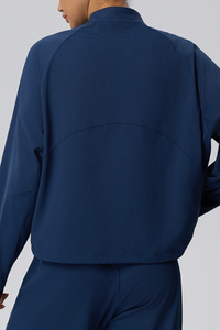 Women's Fall Half-Zip Drawstring Hem Mock Neck Athletic Top