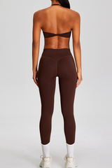 Women's Seamless Yoga Sets:Halter Backless Bra And Leggings