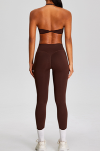 Women's Seamless Yoga Sets:Halter Backless Bra And Leggings