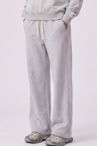 Unisex Fall Drawstring Side Pocket Wide Leg Sweatpants