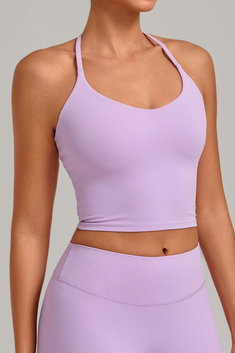 Women’s Athletic Halter Neck Padded Cropped Yoga Tank Top