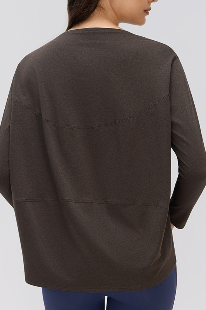 Women's Simple Boat Neck Long Sleeve T Shirt