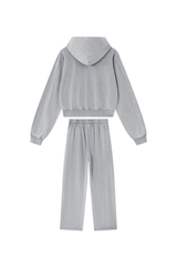 Women's Fall Set: Cropped Zip Up Hooded Jacket And Sweatpant