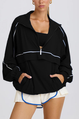 Women's Half-Zip Oversized Windbreaker Sweatshirt