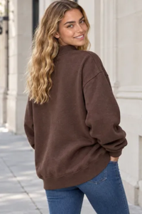Women's Fall Letter Appliqué Embroidery Mockneck Sweatshirt