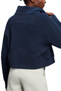 Women's Fall Half‑Zip Stand Collar Cropped Fleece Sweatshirt