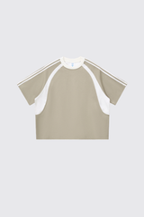 Women's 260g Cotton Mesh Stripe Patch Tee