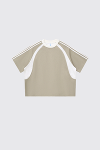 Women's 260g Cotton Mesh Stripe Patch Tee