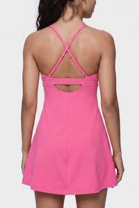 Women's Cross Back Tennis Mini Dress With Built‑In Shorts