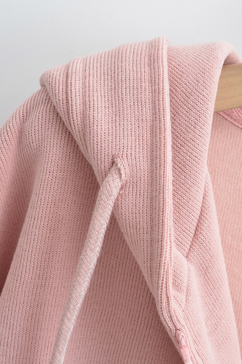 Women's Spliced Hooded Zip Up Cropped Cardigan Sweatshirt