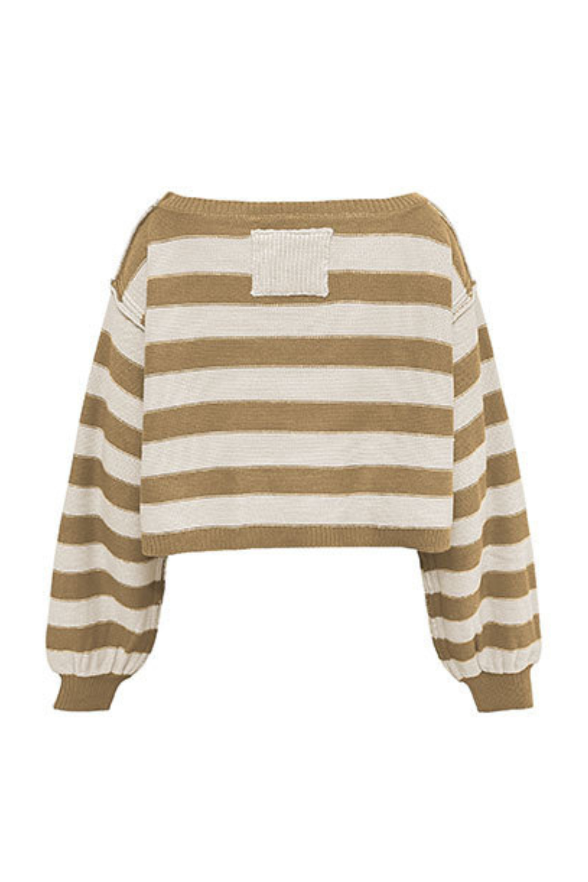 Women's Winter Boat Neck Boho Striped Cropped Knit Sweater