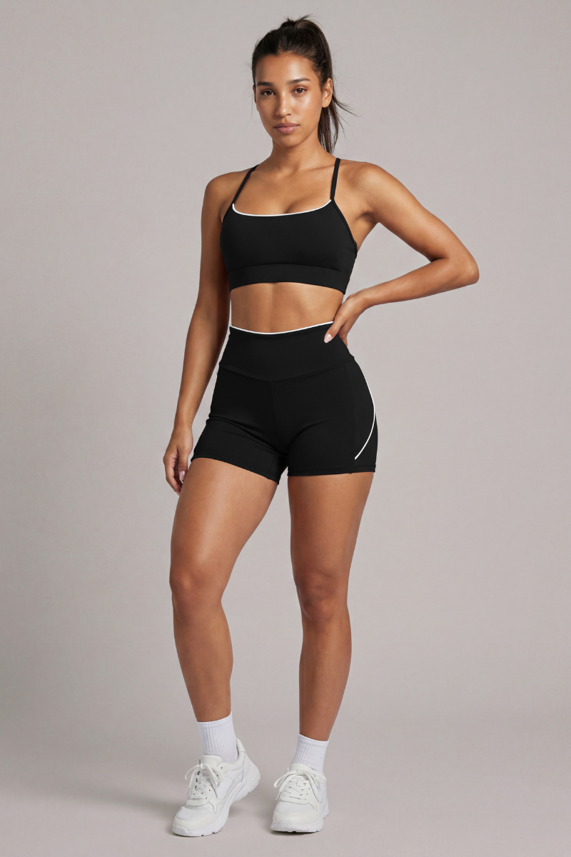 Women's Y-Back Bra & High Waist Bike Shorts Workout Sets