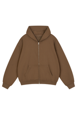 Unisex Fall Relaxed Drop Shoulder Full Zip Hooded Jacket