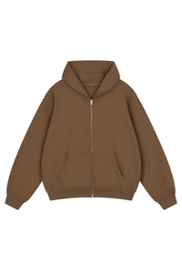 Unisex Fall Relaxed Drop Shoulder Full Zip Hooded Jacket