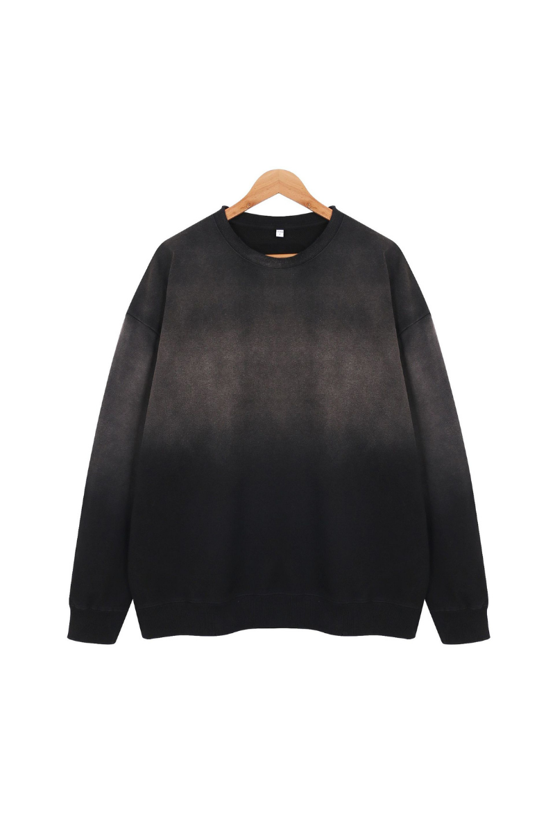 Unisex Fall Vintage Gradient Drop Shoulder Pullover