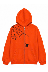 Unisex Halloween Multi Pattern Print Zip Up Hoodie