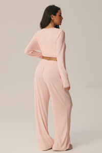 Women's 3 Piece Set: Bra & Long Sleeve Top & Casual Pants