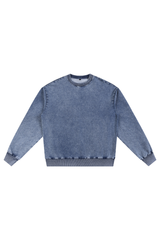 Unisex Fall 380G Heavyweight Washed Denim Relaxed Pullover