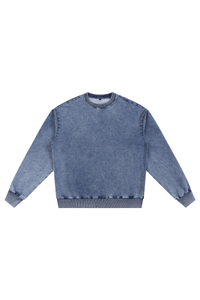 Unisex Fall 380G Heavyweight Washed Denim Relaxed Pullover