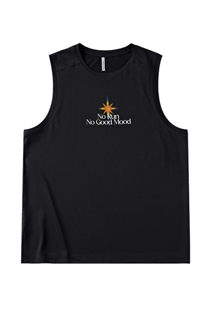 Men's Raglan Crew Neck Printed Quick Dry Athletic Tank Top
