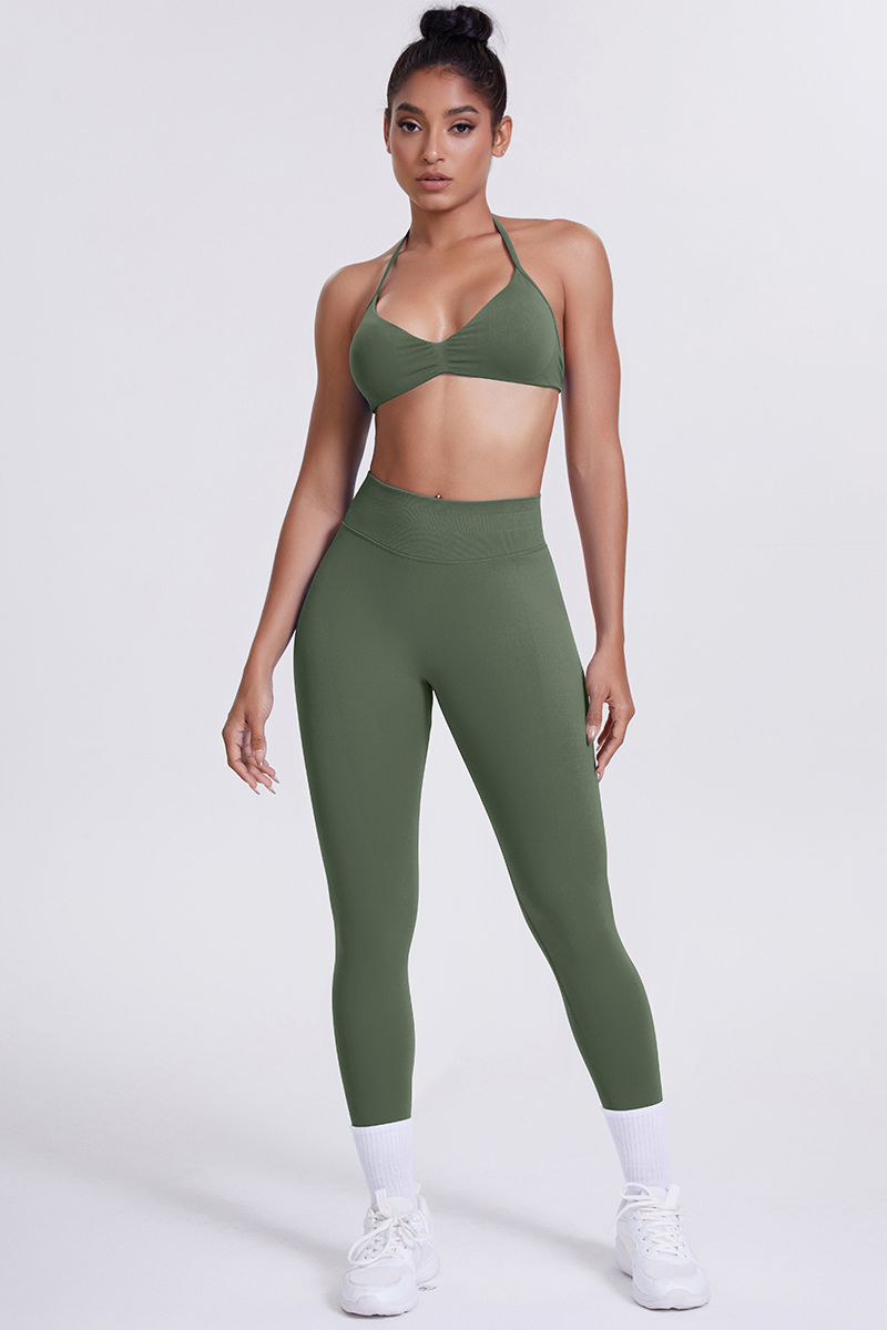 Women's Seamless Sports Bra Athletic Leggings Two-Piece Set