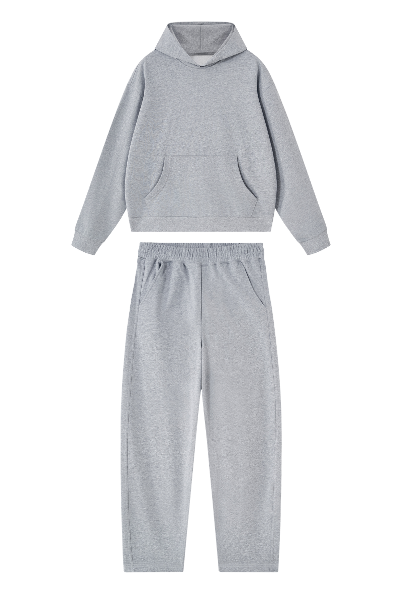 Unisex Fall Set:Heavyweight Hoodie And Curved Sweatpants