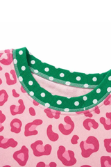 Women's Fall Leopard Polka Dot Contrast Splicing Pullover