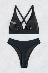 Women's Sexy V-neck Cross Back High-Waist Bikini