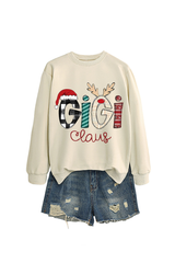 Christmas Print Crew Neck Loose Pullover Sweatshirt