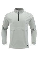 Men's Color Block Half Zip Mock Neck Outdoor Pullover Jacket