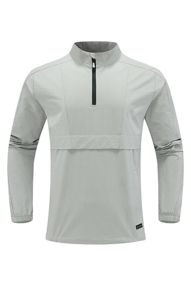 Men's Color Block Half Zip Mock Neck Outdoor Pullover Jacket