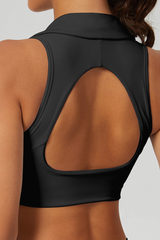 Women's Athletic Polo Collar V-neck Cropped TanK Top