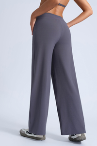Women's Sports Solid Drawstring Wide-Leg Yoga Pants