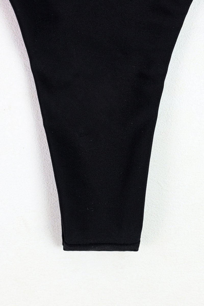 Women's Leopard Bandeau High Waist Bikini Set - Black White