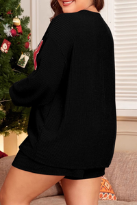Plus Size Women Christmas MERRY Letter Print Loungewear Set