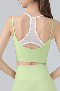 Women's Double Straps Mesh Spliced Cropped Sports Cami